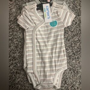 Carter's Beige and White Striped Onesie Set of 3